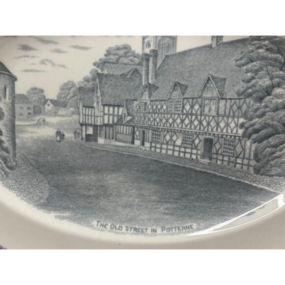 Vintage Serving Platter Country Side Gray Old Hall Street in Potterne 9x12" - Picture 2 of 8